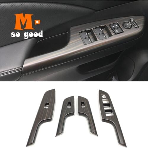 For Honda CRV CR-V ABS Peach Wood 2012 13 14 15 2016 Car Armrest Door Window Glass Lift Switch Cover Trim styling Accessories