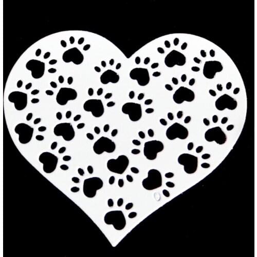 Heart Dog Paw Metal Cutting Dies Stencil Scrapbooking DIY Album Stamp Paper Card Mold Embossing Decoration Craft X6HD