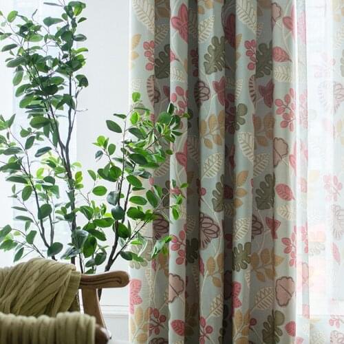 Modern Pastoral American Country Curtains for Living Room Cotton Bamboo Printed Curtain Fabric Windows Curtains for Bedroom