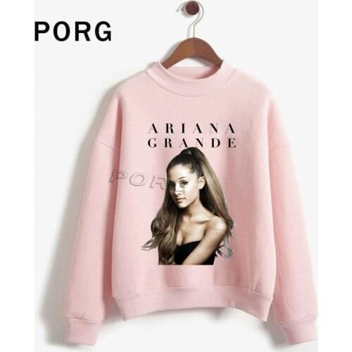 Ariana Grande Sweatshirt Women Round Neck Gothic Streetwear Harajuku Sudadera Mujer 2019 Pink Women Clothes Long Sleeve Hoodies