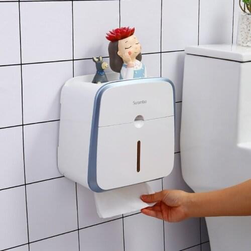 Waterproof Tissue Box Bathroom Large Size Free Punch Storage Bathroom Multifunctional Toilet Tissue Box Wall Mount Tissue Holder