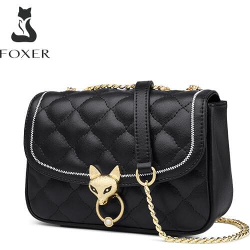 FOXER Diamond Lattice Design Lady Stylish Crossbody Bag Elegant Female Small Flap Bag Fashion Simple Style Women Shoulder Bags