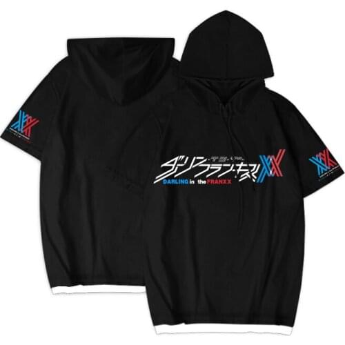 Darling in the Franxx Zero Two 02 short sleeve Hoodie Anime Tops Hoody Coat Streetwear Hoodies Cosplay Costume