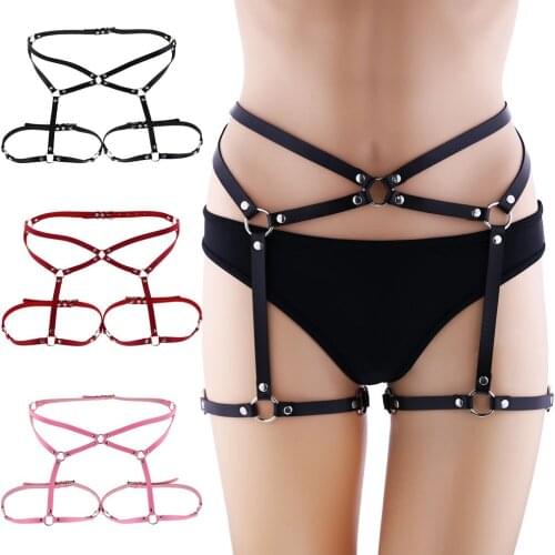 Gothic punk style body line waist belt leg loop one nightclub show sexy leather leg belt clothing accessories