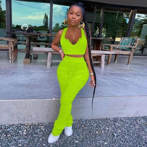 Womens Sport Suit Casualware Outfits Cleavage Sleeveless Tank Tops and Stacked Sweatpant Casual Plus Size Two Piece Tracksuit