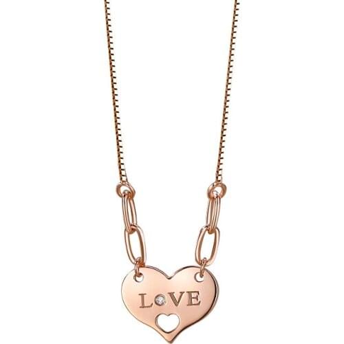 BAC43 925 Sterling Silver Heart-shaped Necklace Female Light Luxury Creative Design Love Clavicle Chain Love Pendant Necklace