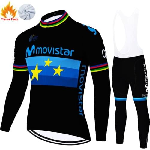 Movistar Winter Thermal Fleece Jerseys Jersey Maillot Masculino Para Mallots Hombre Ropa Ciclismo Equipamento De Ciclismo
