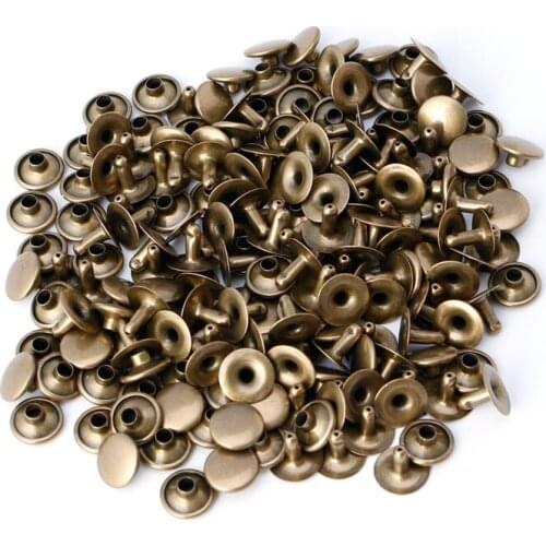 100x Double Cap Rivet Tubular Metal Leather Craft Repairs Studs Punk Spike Decor