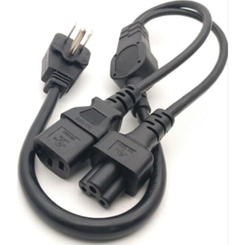 2 in 1 Flat Nema 5-15P Plug to IEC 320 C13 C5 Y Splitter Power Cord/Cable About 30CM