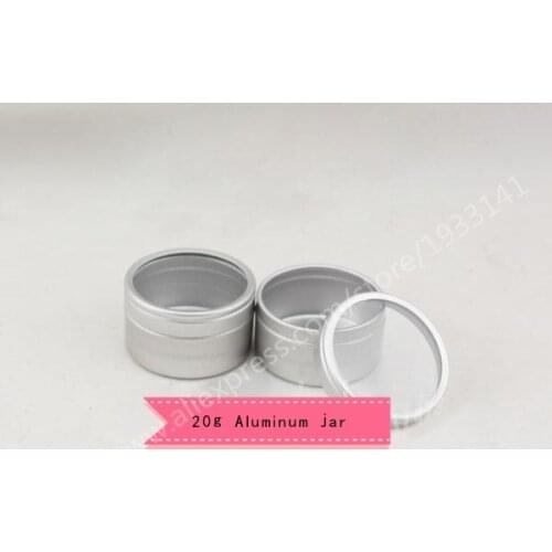200pcs/lot 20G Aluminum Jar With A Clear Window, 20cc metal Cosmetic Packaging Container 2/3oz professional cosmetics container