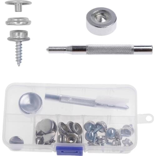 32 Pcs Stainless Steel Boat Marine Canvas Fabric Snap Cover Button Socket Kit