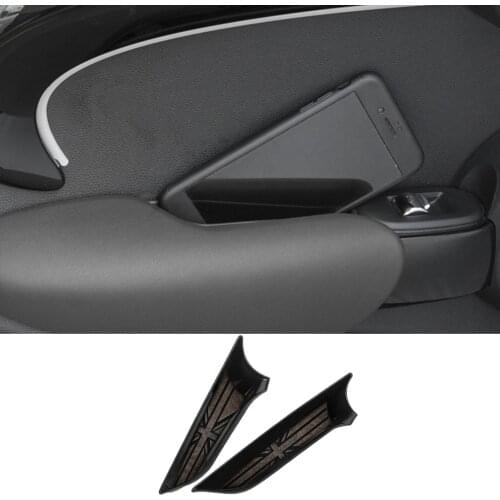 4PCS Car Door Handle Storage Box Garbage Organizer for Mini Cooper F55 2015 - 2021 Side Styling Accessories ABS Leather Black