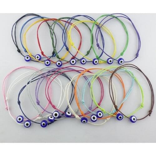 50pcs Acrylic eye bead Red Cord String Handmade Jewelry Lucky Charms Adjustable Bracelets Bangle Friendship Valentine Gift