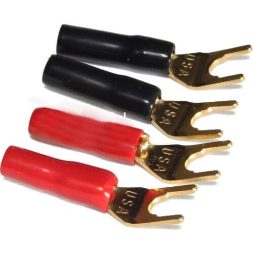 8-50pcs Y spade banana Connectors Gold Plated Solderless Fork Speaker Banana Spade Fork Connector Speaker HIFI Cable Plug