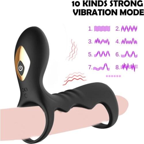 Wireless Remote Penis Vibrator 10 Speeds Penis Enlarger Delay Ring Vibrator Clitoris Stimulator Vibrators Sex Toys For Men Women