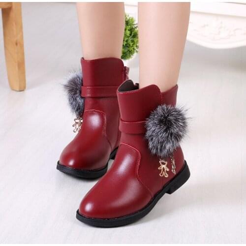 Girls Boots Autumn Winter New Korean Version Girl Princess Boots Plus Velvet Warm Children Non-slip Snow Boots
