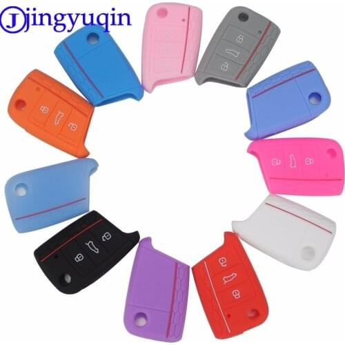 Jingyuqin 20pcs for Volkswagen VW Golf 7 mk7 Silicone Key Protect Case 3 Buttons Remote Car-Styling Accessories Key Case Cover