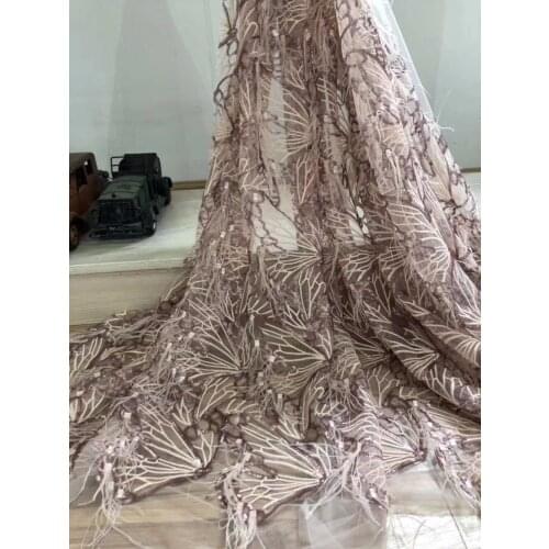 F004# 5yards/BAG luxury sequin feather embroidery net tulle mesh lace for sawing/wedding/occasion