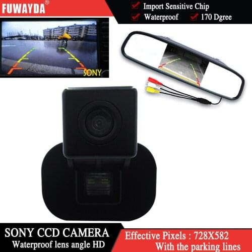FUWAYDA FOR SONY CCD Chip Car Rear View Camera for Kia Forte / Hyundai Verna Solaris Sedan + 4.3 Inch rearview Mirror Monitor