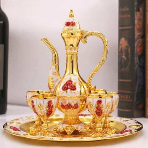 European Style Wine Decanter Set Wine Decanter With Cups And Serving Tray Wine Accessory Gift Set Extremely Luxurious