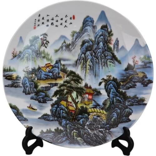 Jingdezhen ceramics hanging plate home living room decoration plate office decoration porcelain plate wine cabinet