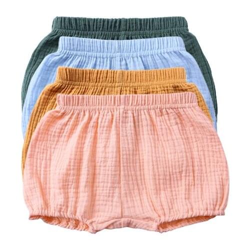 Kids Tales Baby Girls Shorts Baby Girl Solid Color Loose-Fitting Linen Short Pants Girl Summer Clothing Newborn Bloomers 6M-4Yrs
