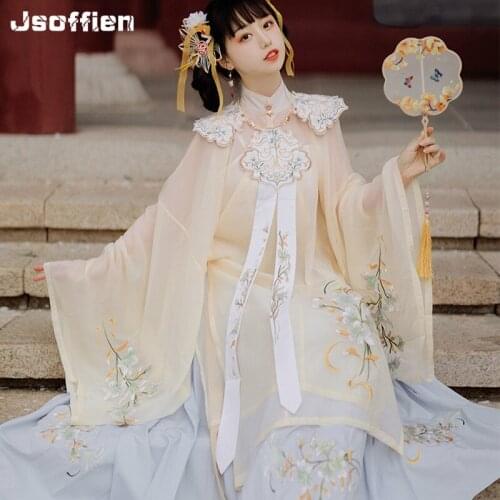 Chinese Traditional Hanfu Clothing Women Ming Dynasty Pincess Dress Lady Vintage Chinese Folk Dance Costume Oriental Tang Suit