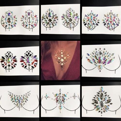 Best Selling Flash Chest Gem Sticker Nipple Red Crystal Diamond Paste Bright Jewelry Always Trend For Women Festival Decortaions