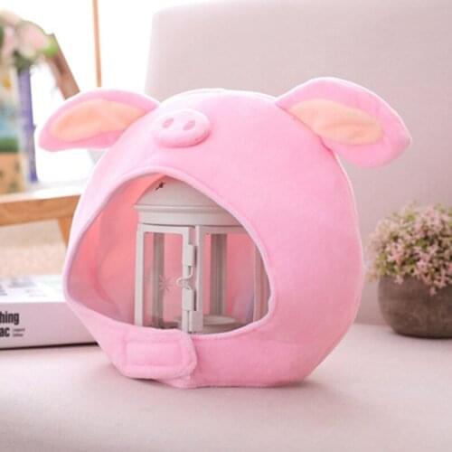 26x20cm Cute Pig Animal Plush Hat Funny Nose Ears Piggy Stuffed Toys Headgear Soft Warm Cap Anime Cosplay Costume Holiday