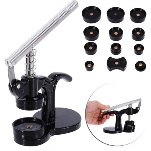 Watch Press Tool Kits Housing Closure Lid Hand Press-in Repair Tool With 12 Printing Plates Battery Replacement Tool For Watch