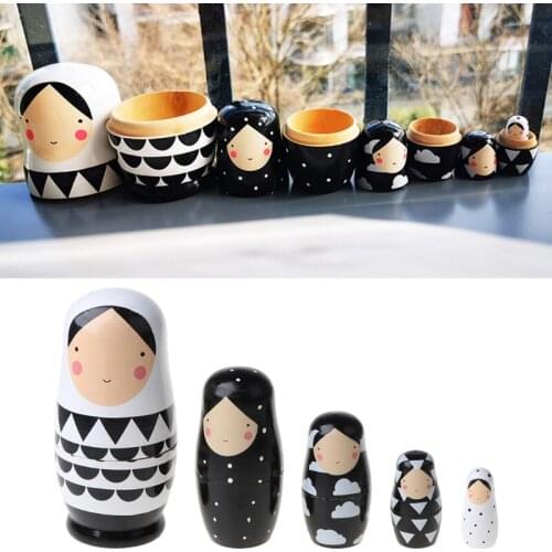 5pcs Set Russian Nesting Dolls Wooden Matryoshka Doll Handmade Painted