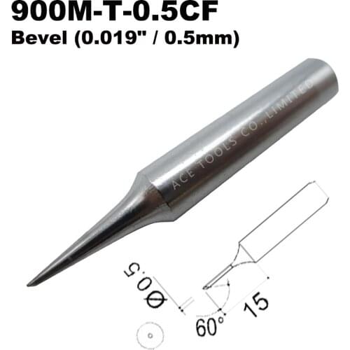 Soldering Tip 900M-T-0.5CF Bevel 0.5mm for Hakko 936 907 Milwaukee M12SI-0 Radio Shack 64-053 Yihua 936 X-Tronics 3020 Iron Bit