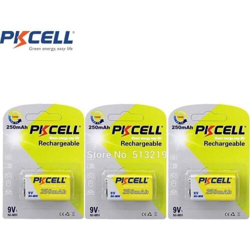 3card NIMH 9V thermometer Batteries 250mAh Rechargeable Battery Superior MN1604 6F22 E22 MN1604 522 for Electric shavers