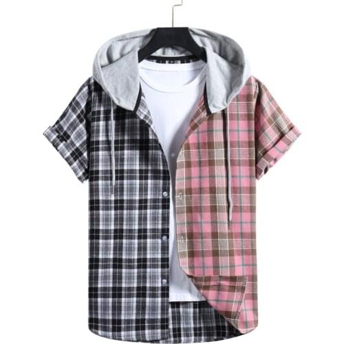 New Summer Style of Mens Casual Hat Patchwork Short-sleeved Shirt
