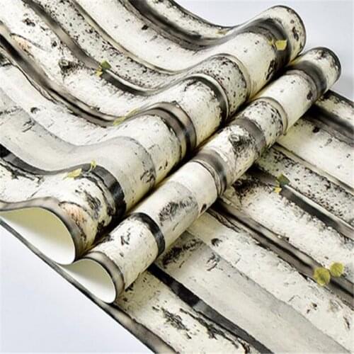 Wellyu Nordic characteristic birch woods PVC wallpaper Vintage artificial trees living room TV background wall paper