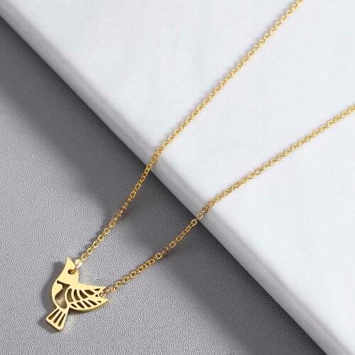 Chandler Tiny Stainless Steel Bird Necklace In Gold Cutout Bird Necklace Animal Jewelry For Women Wedding Gifts Bridesmaid Gifts