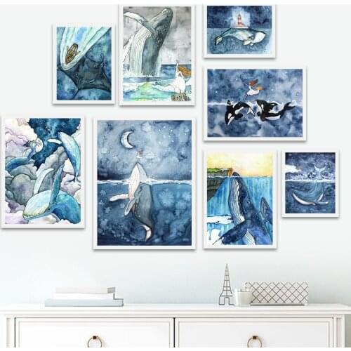 Full Square Diamond Painting Killer Whale Moon Girl Boat Marine Life Diamond Embroidery Cross Stitch Kits Mosaic Home Decor