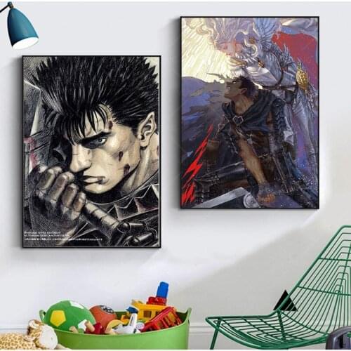 Hot Kentaro Miura Berserk Japan Anime Retro Cartoon Poster Wall Art Painting Canvas Picture Prints Living Home Room Decor