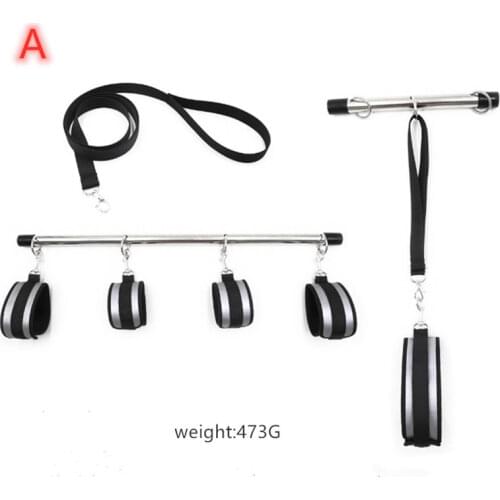 Stainless Steel Spreader Bar for Leg Spread Expandable Adjustable with Bdsm Bondage Handcuffs Adult Games Sex Toys for Couples