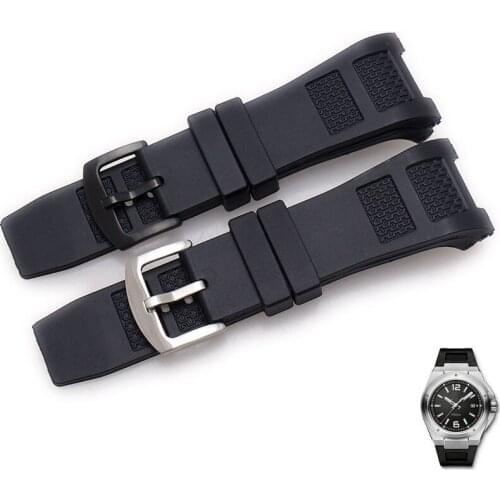 Watchband For IWC IW323601 W376501 wrist band 30mmx16mm black Notch End Waterproof Silicone Strap Bracelets Pin Buckle Belt