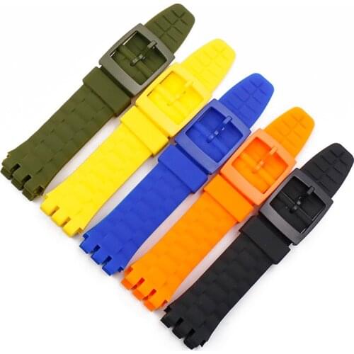 Watch accessories silicone strap men suitable for Swatch rubber strap female beach spree suuk400suuw100 bracelet 21mm watch band