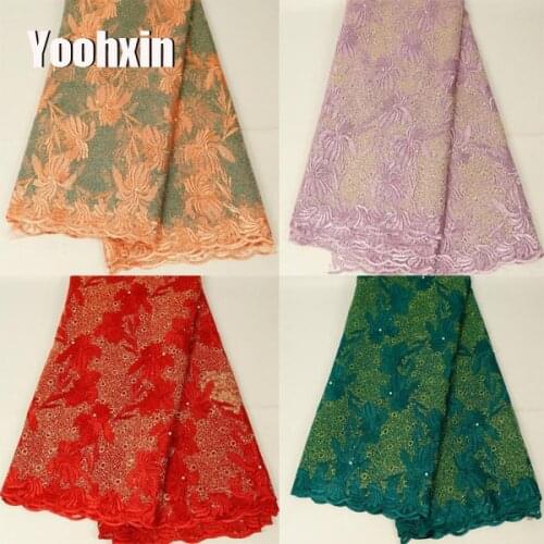 Luxury african flower lace fabric Embroidered 5 yards lace fabric sewing DIY trim applique craft Ribbon guipure dress accessory