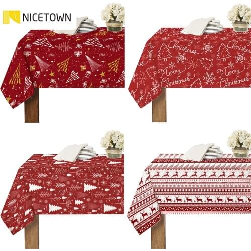 NICETOWN Christmas Tablecloth Waterproof Party Table Cloth Toalha De Mesa Nappe Decoracao Para Casa Manteles Table Cover