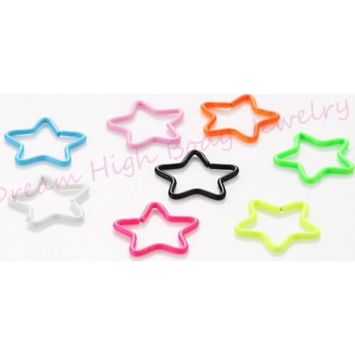 Five Star tragus cartilage earring Helix 316L Stainless Steel Body Jewelry Popular Ear Stud Neon Mixed colors 100pcs wholesale