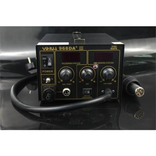 Hot Air Repair Rework Station YIHUA 968DA+ With Digital SMD Soldering Iron Tip 110V/220V
