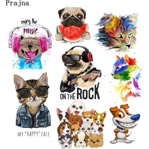 Hippie Animal Heat Transfer Patches For Clothes Applique Cartoon Thermo-Sticker On Clothes Iron-on Transfers For Clothing DIY