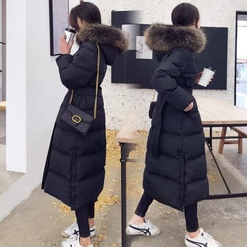 High Quality Winter Womens Down Jacket Raccoon Fur Collar Puffer Jackets Thicken Woman Parkas Female Coat Autumn 2020 WPY1739