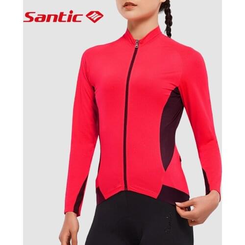 Santic Womens Cycling Jersey Spring Summer Breathable Cycling Jersey Sunscreen Slim Cut Long Sleeve Cycling Top Reflective