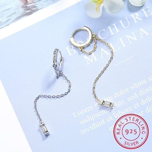 Gorgeous women tassel cz hoop earring 925 sterling silver anit allergy fashion female jewelry 925 long chain elelgance ear wire