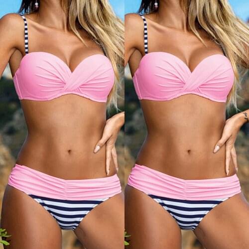 Two Piece Swimwear Women Push Up Sexy Bikinis Swimsuit 2021 Summer Bathing Suits Halter Top Plus Size Swim Wear Bikinis Swimsuit